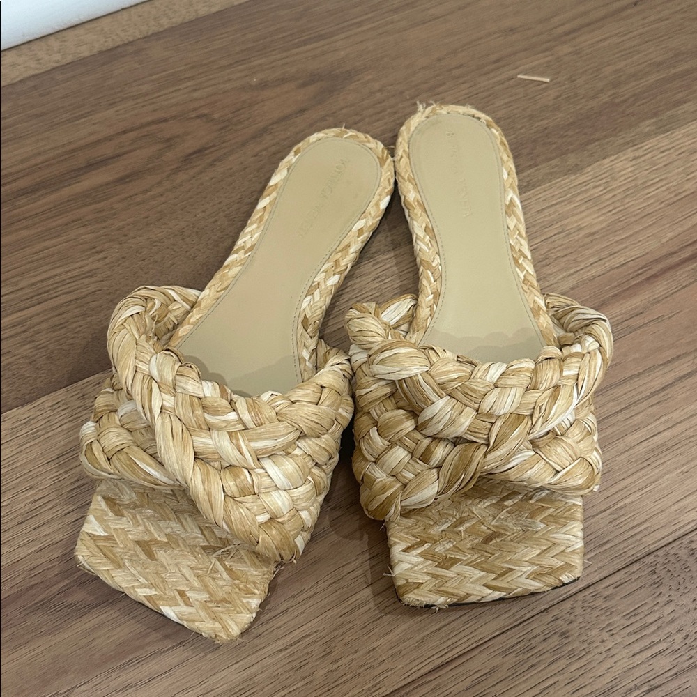 Bottega Veneta Tan Woven Sandals